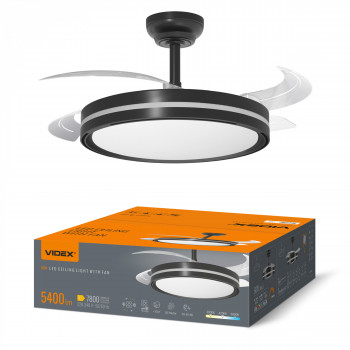LED Ceiling Light with fan VIDEX CLF06 60W 3000K-4200K-6000K 230V Black
