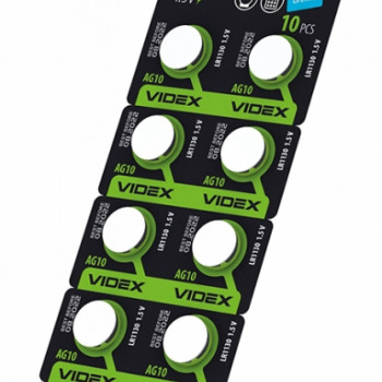 Button cell batteries Videx AG10/LR1130 BLISTER CARD 10 pcs 
