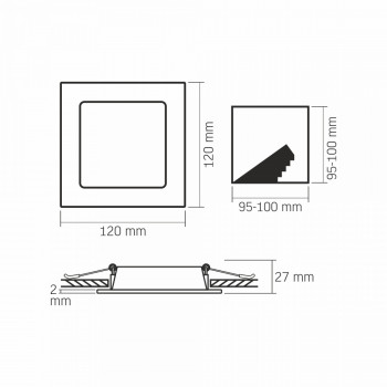 Gaismeklis LED zemapmetuma (kvadrāts) 6W, 620Lm 4000K, VIDEX VLE-DLBS-064 (neitrāli balta gaisma)