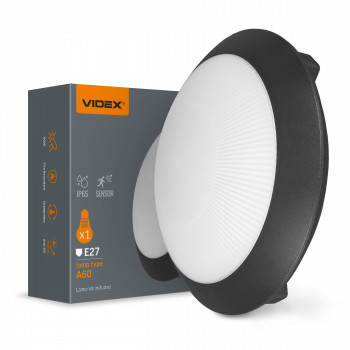 VIDEX VL-BHR-E2726SB – LED Luminaire with IR Sensor, E27 Base, IP54, Round, Black | VL-BHR-E2726SB
