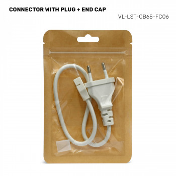 LED strip connector with power cable for 220V socket + end cap VIDEX VL-LST-CB65-FC06 – Direct connection to the grid without complex tools