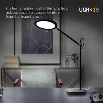 Galda lampa LED ar sensoru vadāma - dimmējama 20W, 1450Lm 4100K, VIDEX VL-TF15B (neitrāli balta gaisma) melna