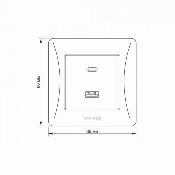 Kontaktligzdas z/a ātrās uzlādes 20W (USB-A + USB-C), Videx Binera, melna grafīta, IP20 VF-BNCHRUC20-BG