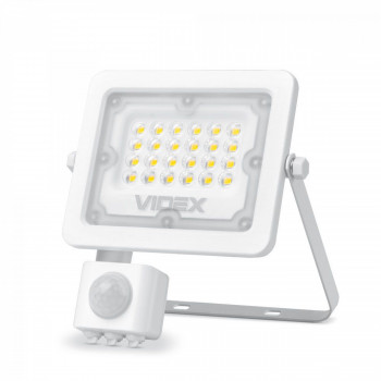 Prožektors ar sensoru LED 20W, 1800Lm 5000K, VLE-F2e-205W-S (sensors 2-12m, 10sec-7min, 10-2000lx, <120*), VIDEX LUCA-PIR (neitrāli balta gaisma)