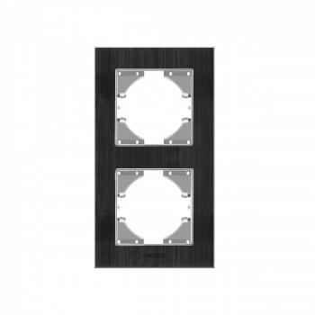 Frame black Aluminum 2 gang vertical VIDEX BINERA