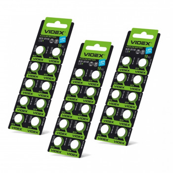 Button cell batteries Videx AG10/LR1130 BLISTER CARD 10 pcs 