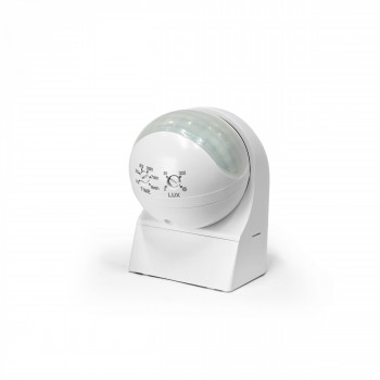 Motion and light sensor PIR 2-12m 10sec-15min 3-2000lx 160° IP44 VIDEX VL-SPW11W – Motion detection up to 12m and a wide 160° operating angle