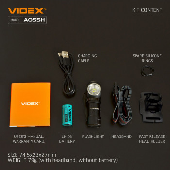 Lukturis LED uzlādējams Luminus SST20 10W, 600Lm 5700K, Li-ion 16340 800mAh - iekļauts! (maināms uz CR123A), VIDEX VLF-A055H, ar magnētu + komplektā stiprinājums lietošanai kā galvas lukturim!