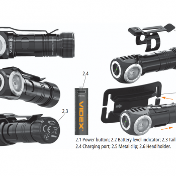 LED Headlamp VIDEX VLF-A056H 200Lm 5000K