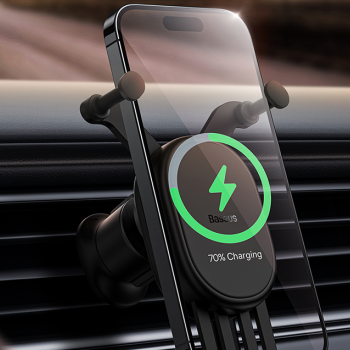 Stable Gravitational Wireless Charging Car Mount Baseus Pro 15W (black)