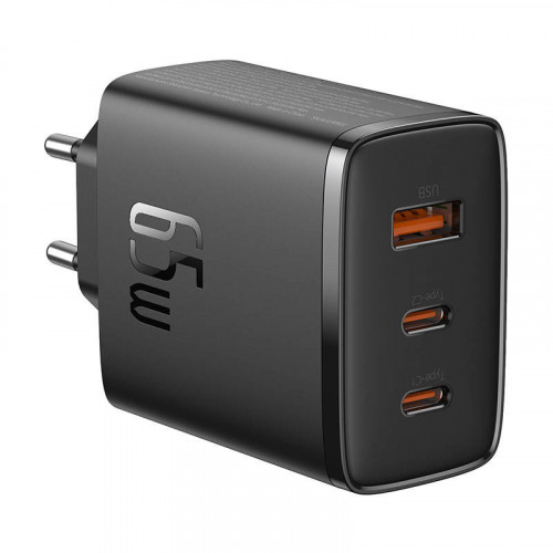 Baseus lādētājs 1xUSB-A un 2xUSB-Type-C 65W, melns