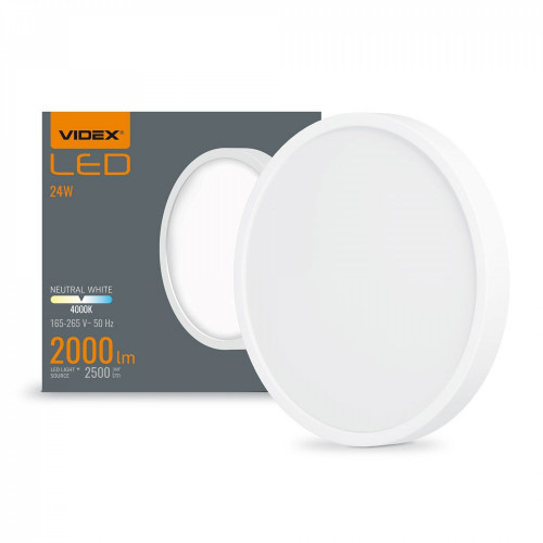 Gaismeklis LED virsapmetuma (aplis) 24W, 2500Lm 4000K, VIDEX (neitrāli balta gaisma) VLE-DLRS-244