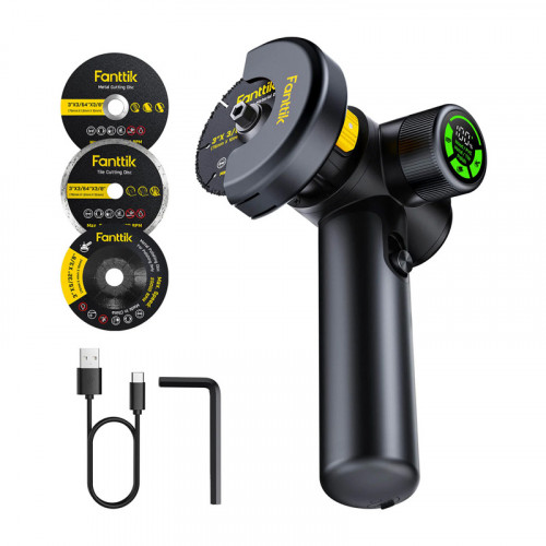 Fanttik M10 Ace cordless angle grinder, max cut 20mm, 76mm discs, battery 2.5Ah