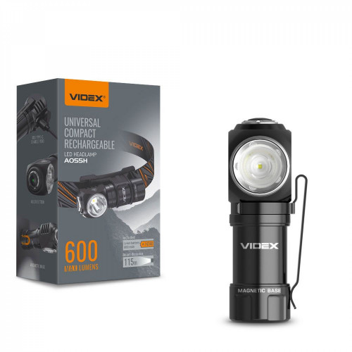 Lukturis LED uzlādējams Luminus SST20 10W, 600Lm 5700K, Li-ion 16340 800mAh - iekļauts! (maināms uz CR123A), VIDEX VLF-A055H, ar magnētu + komplektā stiprinājums lietošanai kā galvas lukturim!