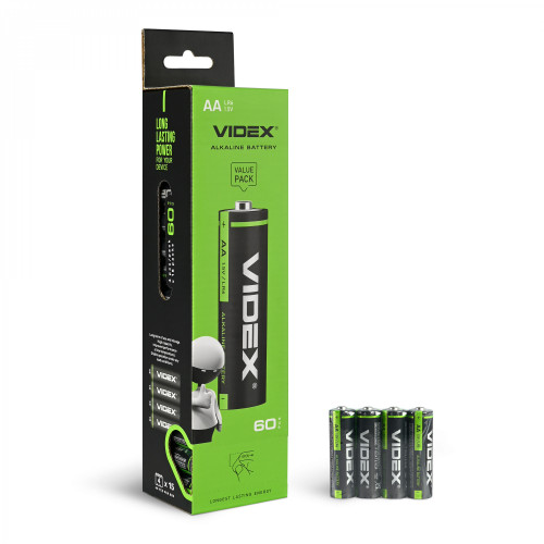 Baterijas AA VIDEX (MEGA PACK 4 gab x 15 = 60 gab!) Alkaline, 1.5V, 2600mAh
