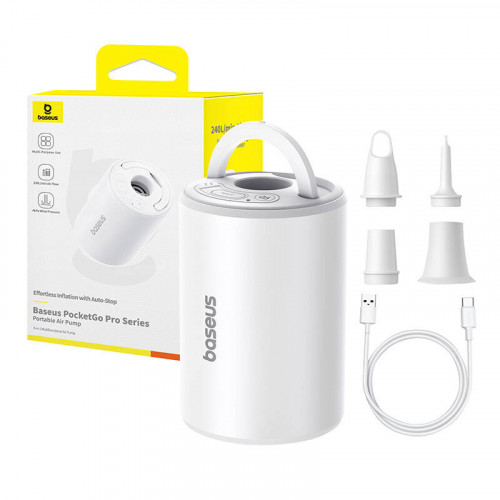 Baseus PocketGo Portable Pump (white), 4 kPa, 2000 mAh, 240 l/min