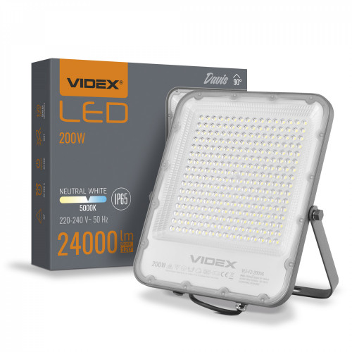 Prožektors LED 200W, 24000Lm 5000K, VIDEX VL-F2-2005G DAVIS (neitrāli balta gaisma)