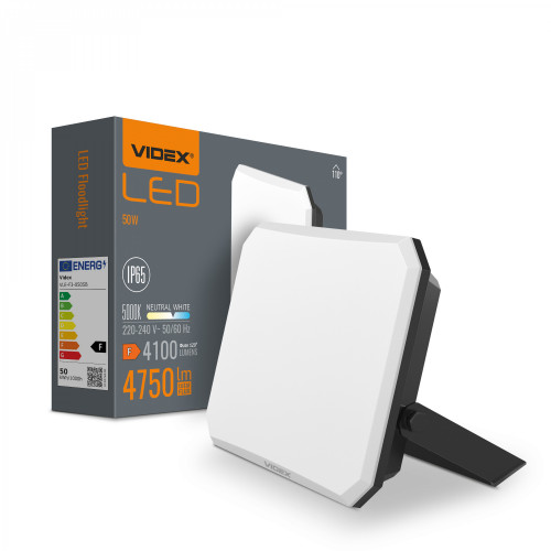 Prožektors LED 50W, 4100Lm 5000K, VIDEX F3 VLE-F3-0505B (neitrāli balta gaisma)