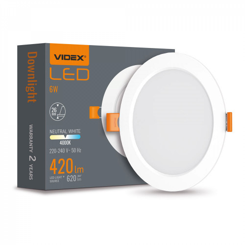 Gaismeklis LED zemapmetuma (aplis) 6W, 620Lm 4000K, VIDEX VLE-DLBR-064 (neitrāli balta gaisma)