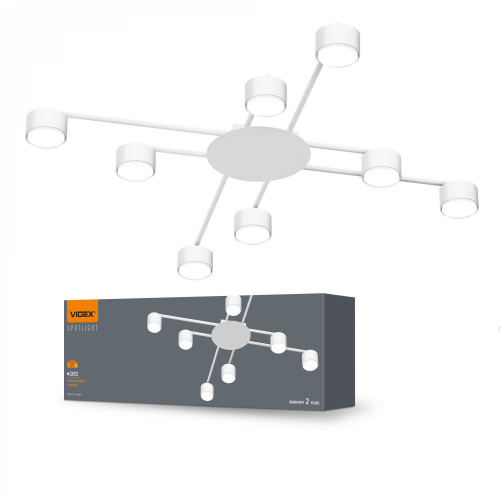 Griestu gaismeklis LED priekš 8 x GX53 patronas spuldzēm, IP20 VIDEX VL-SPF22B-W, balts
