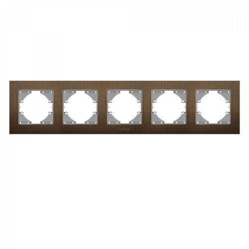 Frame chocolate aluminum 5 gang horizontal VIDEX BINERA