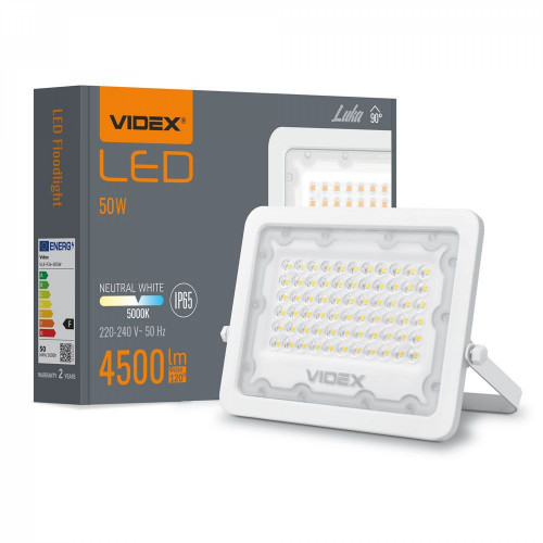 Prožektors LED 50W, 4500Lm 5000K, VIDEX VLE-F2e-505W LUCA (neitrāli balta gaisma)