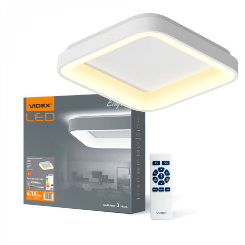 Iekštelpu gaismeklis LED 72W, dimmējams ar pulti, 4700Lm 2700K-6000K, VIDEX VLE-ESC-72W IP20 (silti/neitrāli/auksti balta gaisma), balta