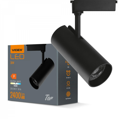 LED Track Light VIDEX TOR-30W-BLACK VLE-TR04-304B