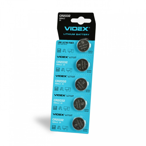 Lithium battery Videx CR2032 5pcs BLISTER CARD, 3V, 220mAh