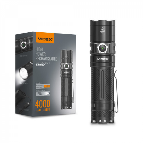 Lukturis LED uzlādējams CREE XHP50.2 20W 4000Lm 5000K, Li-ion 26650 5000mAh - iekļauts! (maināms uz 18650), VIDEX VLF-A355C, profesionāls LED lukturis ar 5000mAh bateriju! 