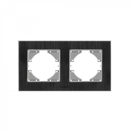 Frame black aluminum 2 gang horizontal VIDEX BINERA