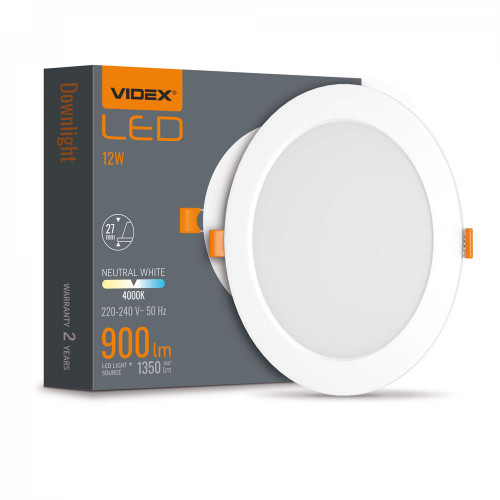 Gaismeklis LED zemapmetuma (aplis) 12W, 1350Lm 4000K, VIDEX VLE-DLBR-124 (neitrāli balta gaisma)