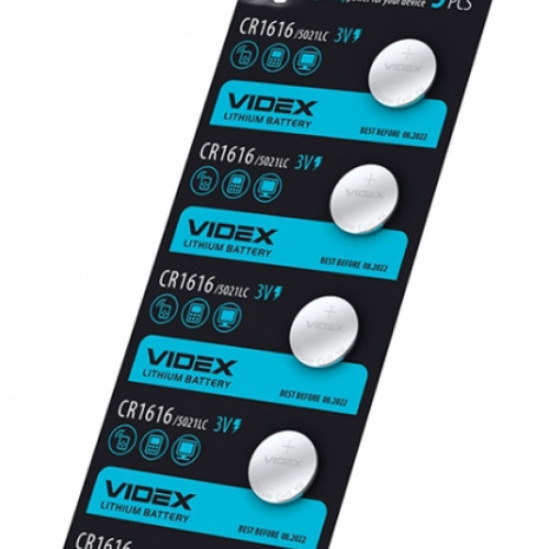Lithium battery VIDEX CR1616 5pcs BLISTER CARD, 3V, 50mAh