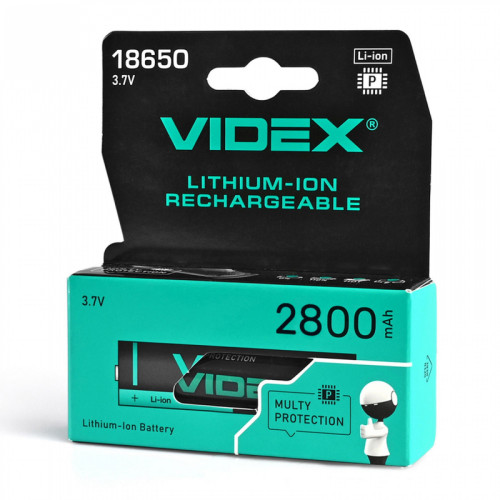 Baterija uzlādējama VIDEX Li-Ion 18650-P, 2800mAh, 3.7V (1 gab.)
