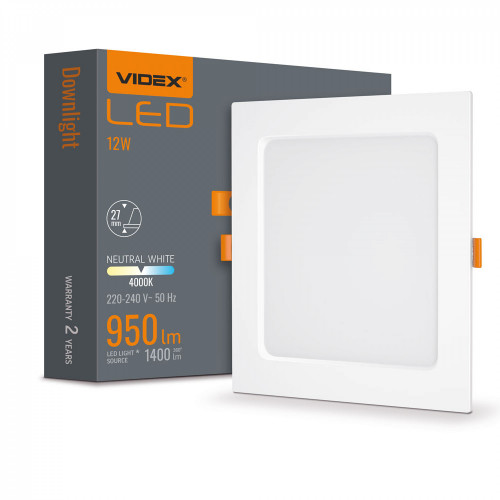 Gaismeklis LED zemapmetuma (kvadrāts) 12W, 1400Lm 4000K, VIDEX VLE-DLBS-124 (neitrāli balta gaisma)