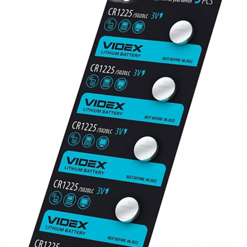 Lithium battery VIDEX CR1225 5pcs BLISTER CARD, 3V, 48mAh