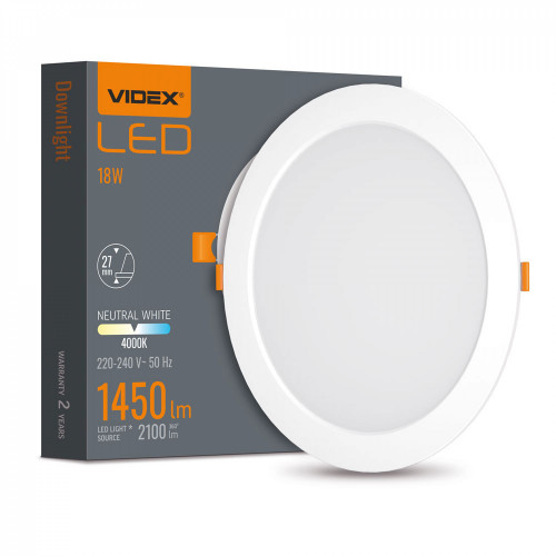 Gaismeklis LED zemapmetuma (aplis) 18W, 2100Lm 4000K, VIDEX VLE-DLBR-184 (neitrāli balta gaisma)