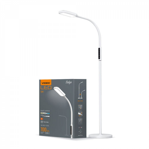 Stāvlampa LED dimmējama 12W, 1280Lm 3000/4000/5500K, VIDEX VLE-TF07W TOKYO-WHITE (silti/neitrāli/auksti balta gaisma) balta