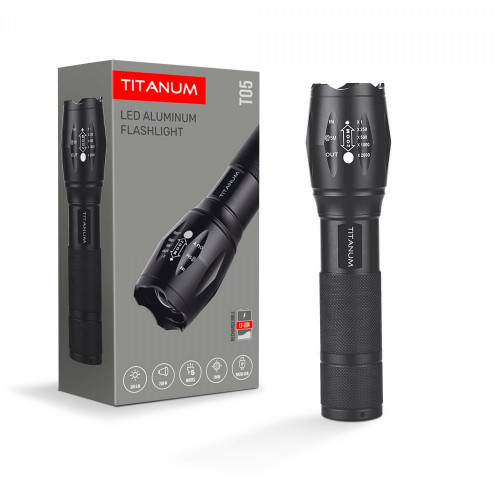 Lukturis LED uzlādējams 300Lm 6500K, Li-ion 18650 1200mAh vai 3xAAA, TITANUM TLF-T05