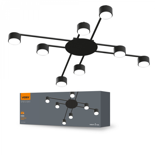 Griestu gaismeklis LED priekš 8 x GX53 patronas spuldzēm, IP20 VIDEX VL-SPF22B-B, melns