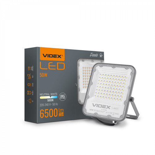 Prožektors LED 50W, 6500Lm 5000K, VIDEX VL-F2-505G DAVIS (neitrāli balta gaisma)