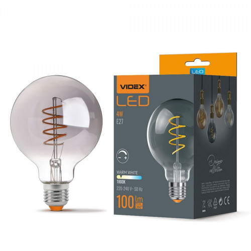 LED Bulb VIDEX E27-G95-4W-FIL-DIM-SPIRAL-GRAPHITE-WW VLE-G95FGD-04271