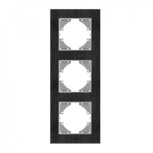 Frame black Aluminum 3 gang vertical VIDEX BINERA