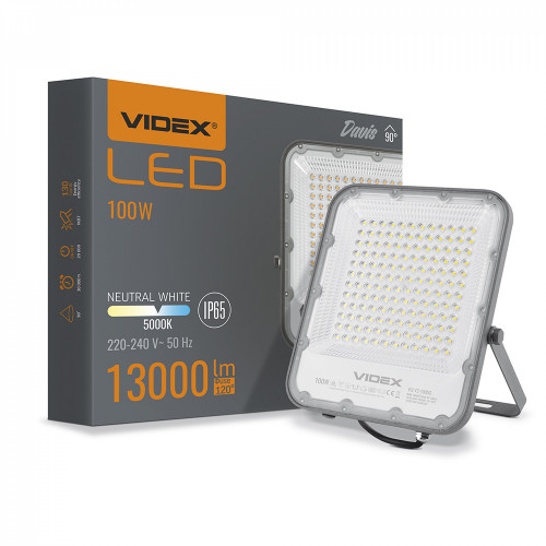 Prožektors LED 100W, 13000Lm 5000K, VIDEX VL-F2-1005G DAVIS (neitrāli balta gaisma)