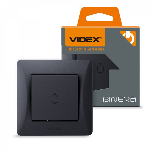 Zvana slēdzis, Videx Binera, melna grafīta, IP20 VF-BNDB1-BG