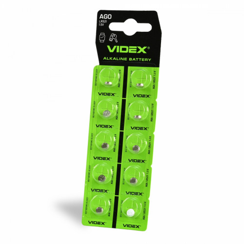 Alkaline battery VIDEX AG0/LR521 BLISTER CARD 10pcs