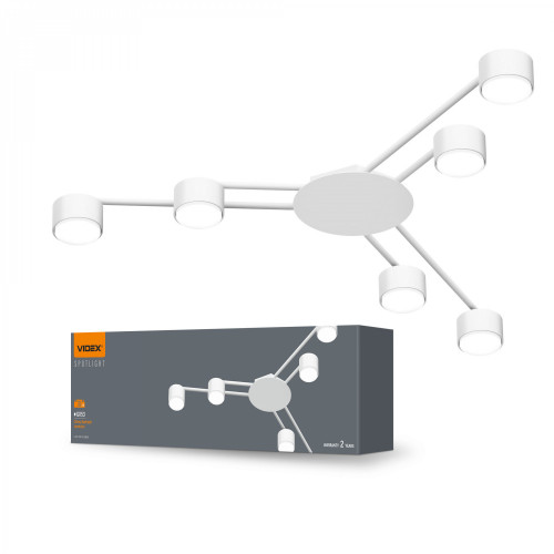 Griestu gaismeklis LED priekš 6 x GX53 patronas spuldzēm, IP20 VIDEX VL-SPF21B-W, balts
