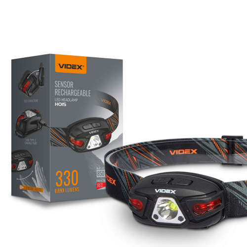 Galvas lukturis ar sensoru LED uzlādējams CREE XTE 5W, 330Lm 5000K, Li-ion 850mAh, VIDEX VLF-H015, vadāms ar roku žestu!