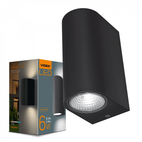 Fasādes gaismeklis LED abpusējs 6W, 540Lm 2700K, IP54 VIDEX VL-AR032-062B PELLE-BLACK (silti balta gaisma), melns