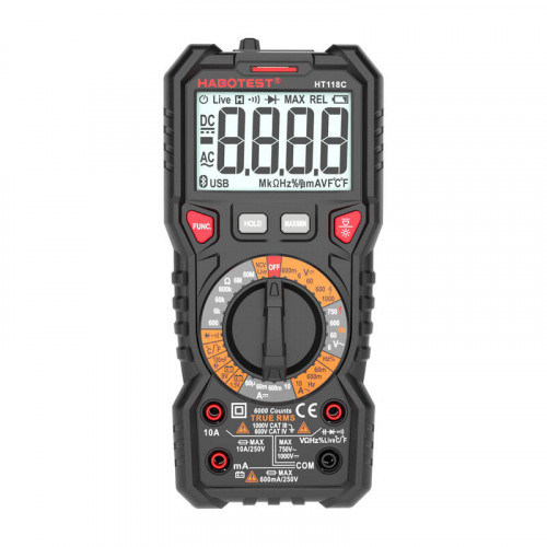 Digital Multimeter with Flashlight Habotest HT118C, True RMS, NCV, battery testing